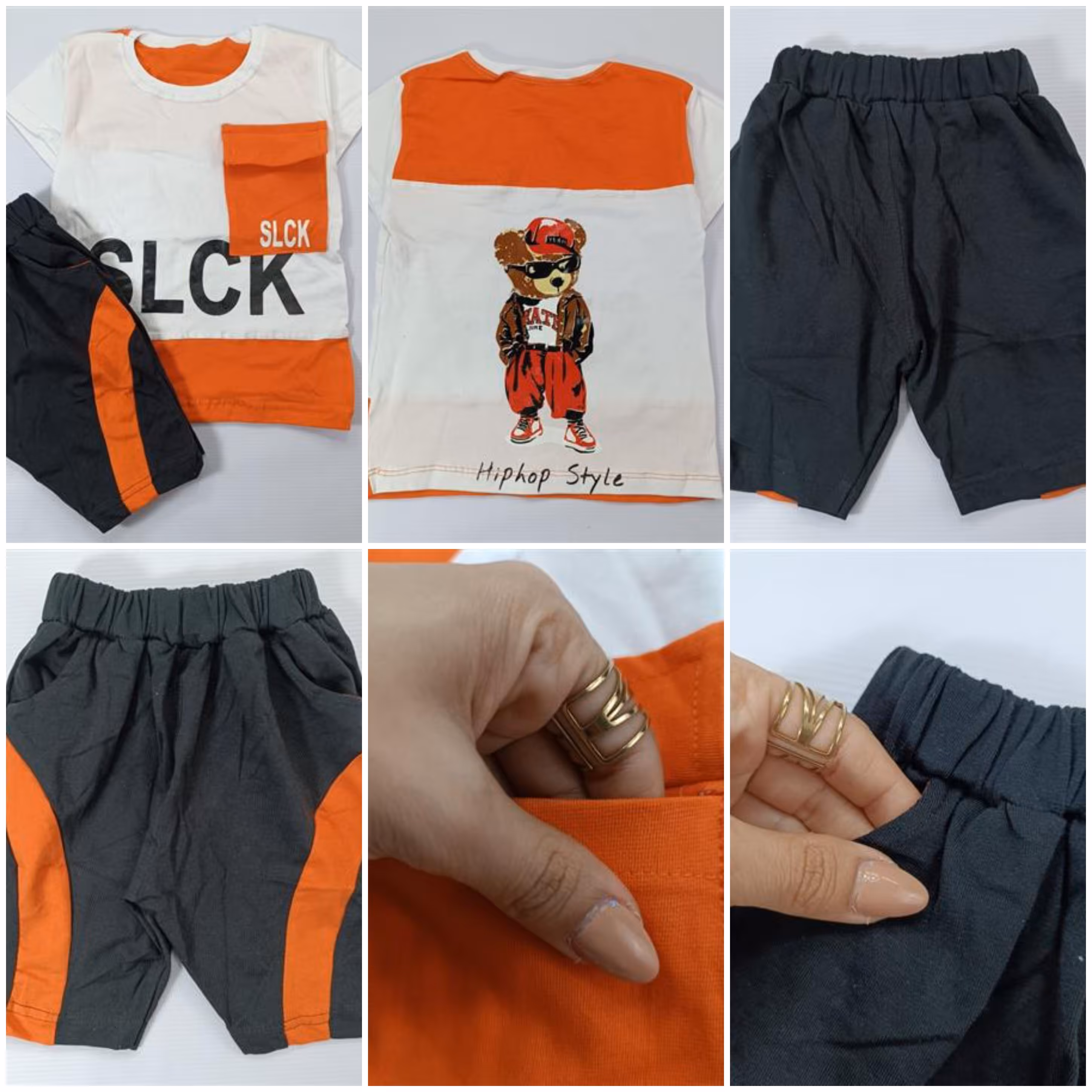 تیشرت شلوارک نارنجی اسپرت