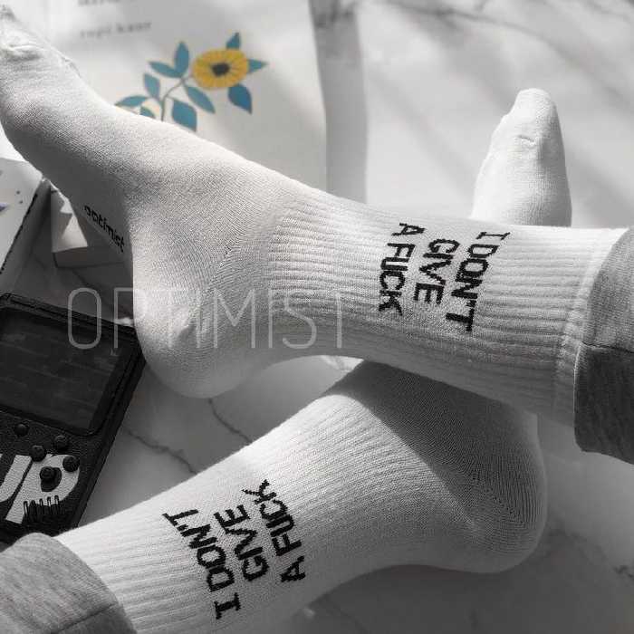 جوراب ساقدار اسپرت i dont give a fuck سفید فری سایز