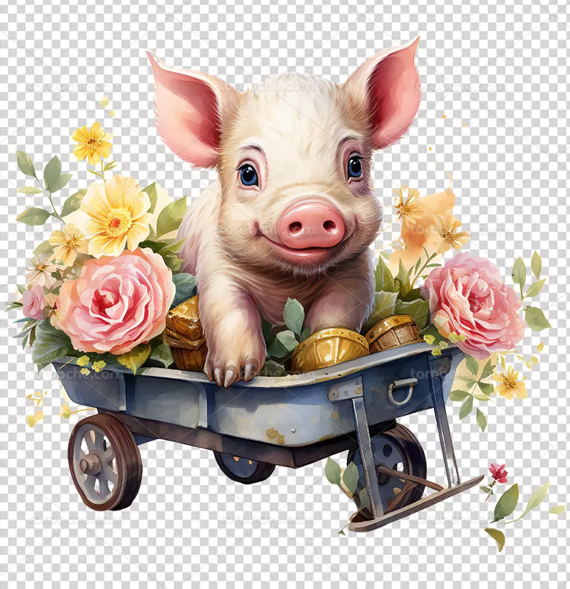 عکس PNG خوک و گل | گرافیک با طعم تربچه