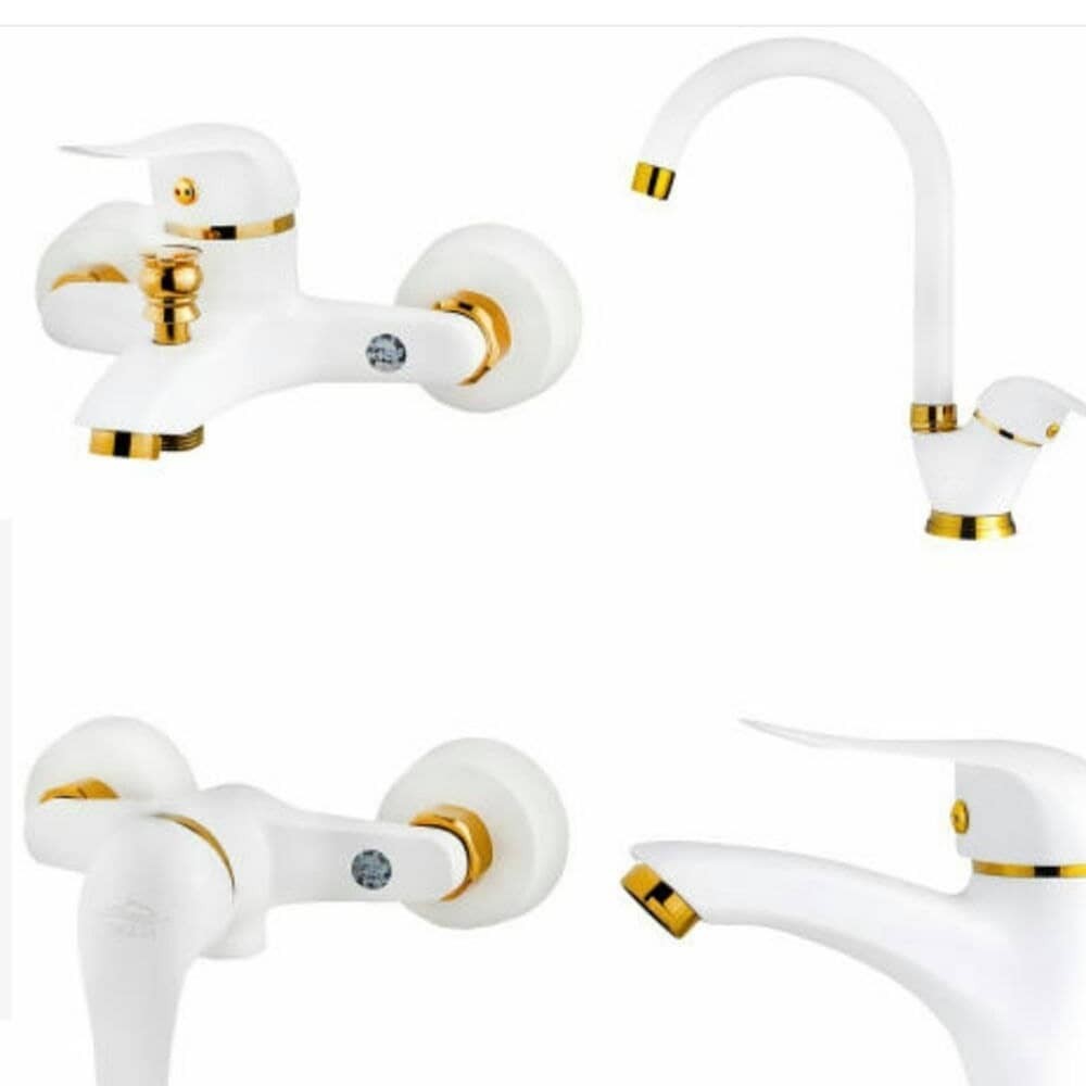 ست کامل اهرمی سفید طلایی