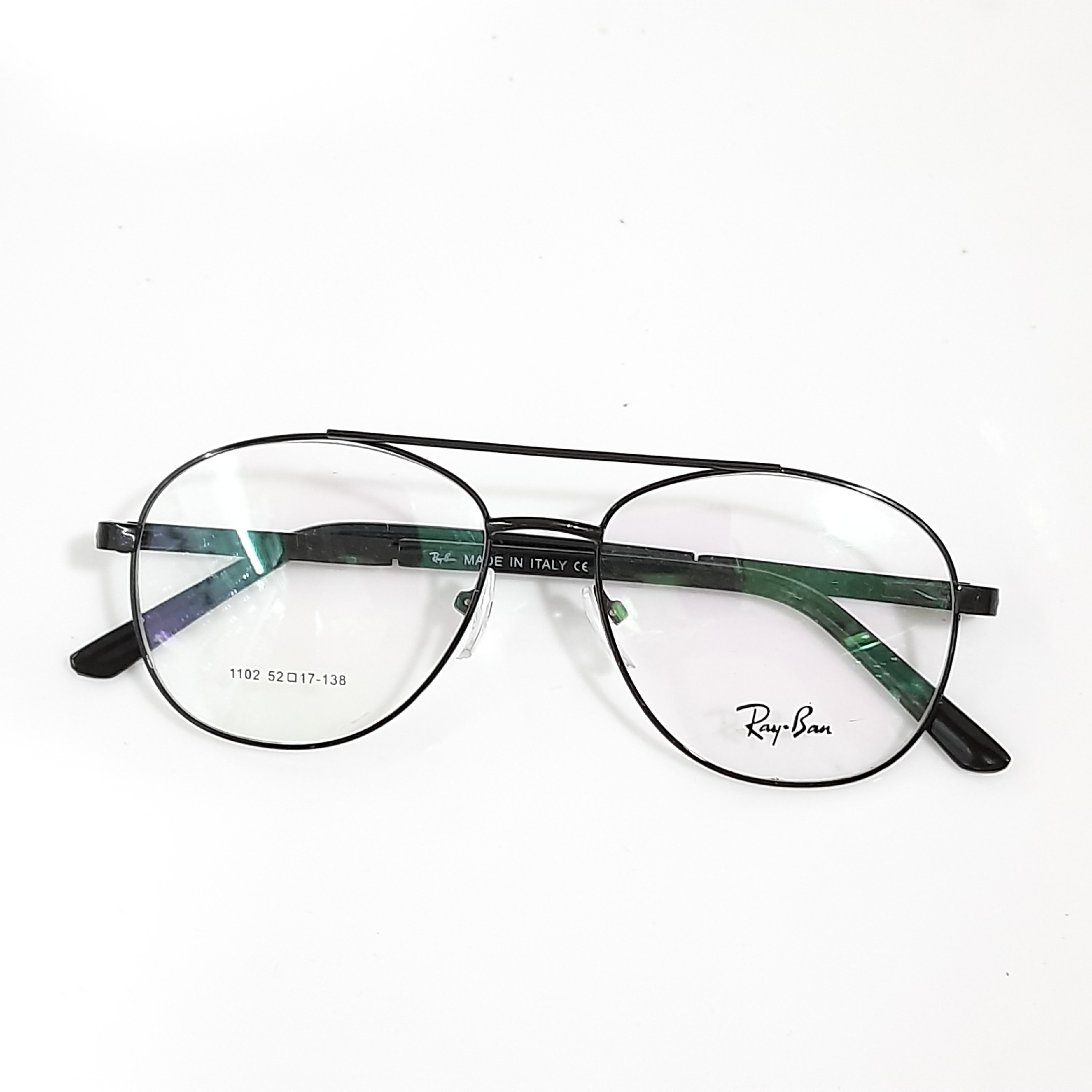 عینک طبی خلبانی دو پل سایز متوسط با  قابلیت تعویض عدسی های طبی نمره دار  همراه با جلد و دستمال عینک 