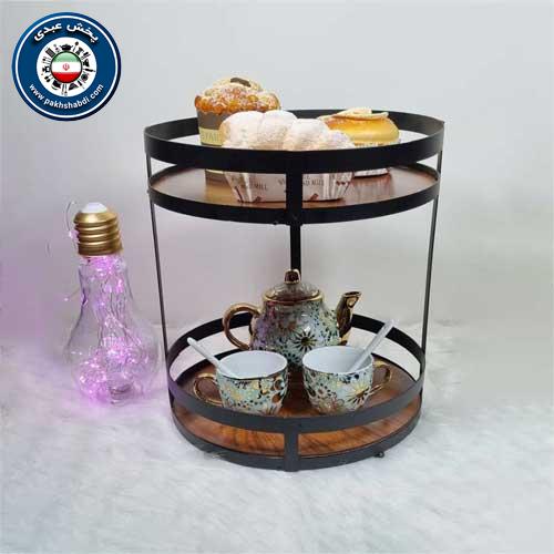 استند 2 طبقه گرد تسمه مدل کف چوبی