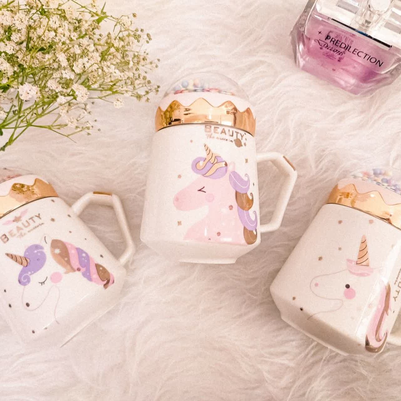 ماگ وارداتی ،سرامیکی، در دونه برفی، طرح یونیکورن،3 طرح