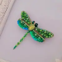 سنجاق سینه جواهردوزی سنجاقک سبز