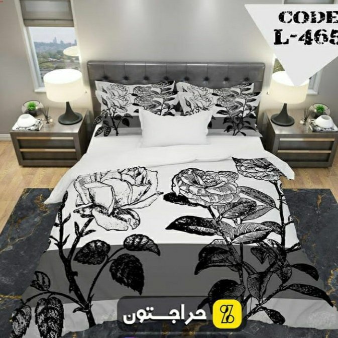 روتختی یک نفره طرح گل رز سفید مشکی سه بعدی جنس میکروتترون مناسب کودک و نوجوان برای تخت90