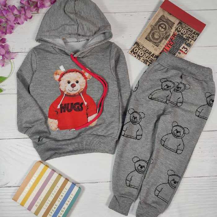 هودی شلوار کلاه دار  اسپرت طرح تدی جنس ضخیم پاییزی هم دخترانه اس هم  پسرانه