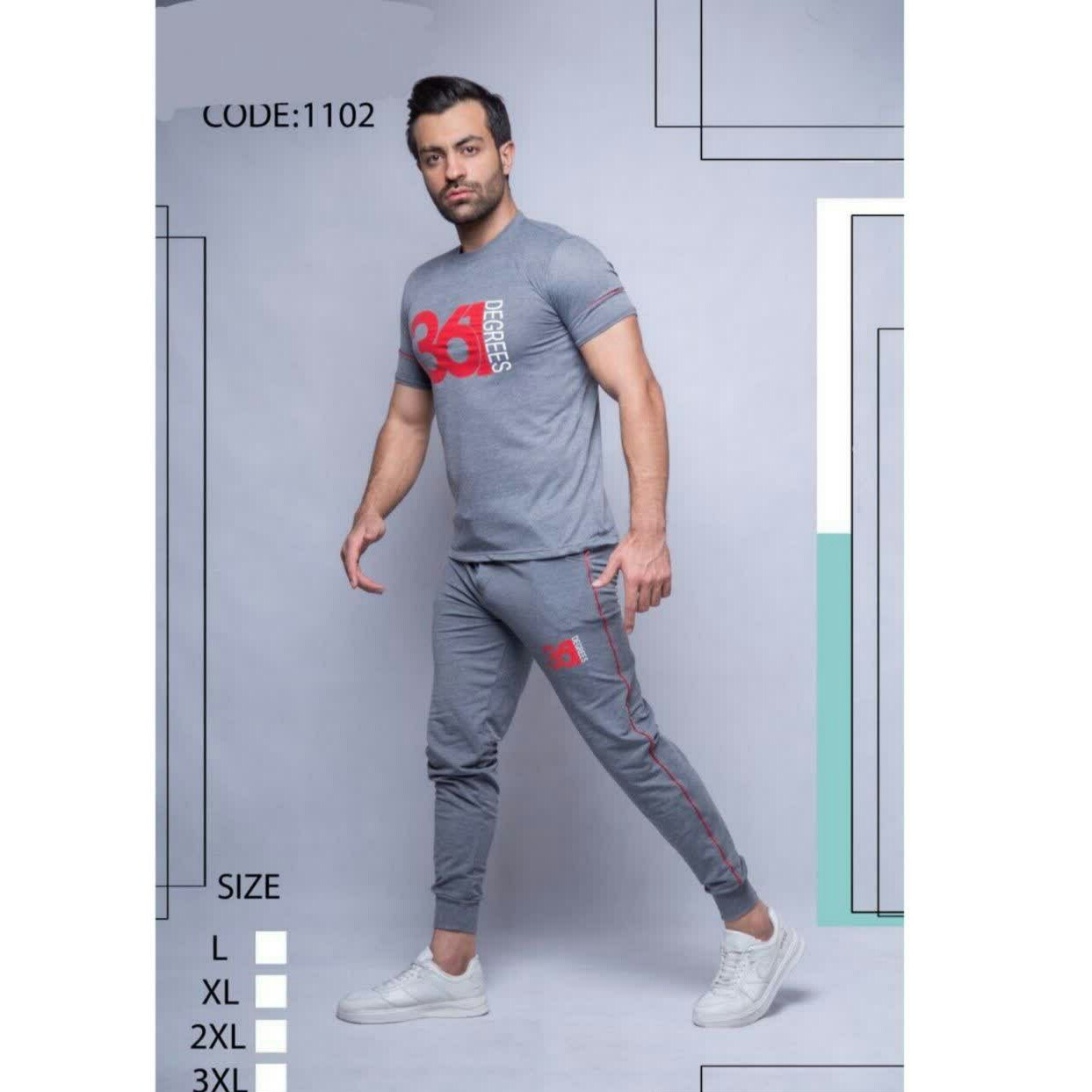 ست تیشرت شلوار مردانه پارچه ملانژ