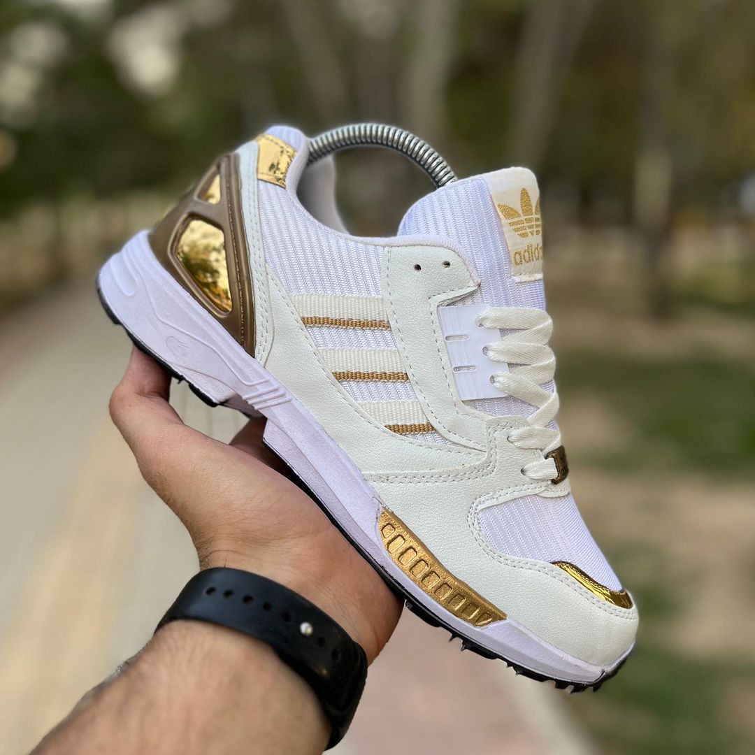 کتونی آدیداس zx8000 مشابه اورجینال سفید طلایی سایز بندی از 40تا44