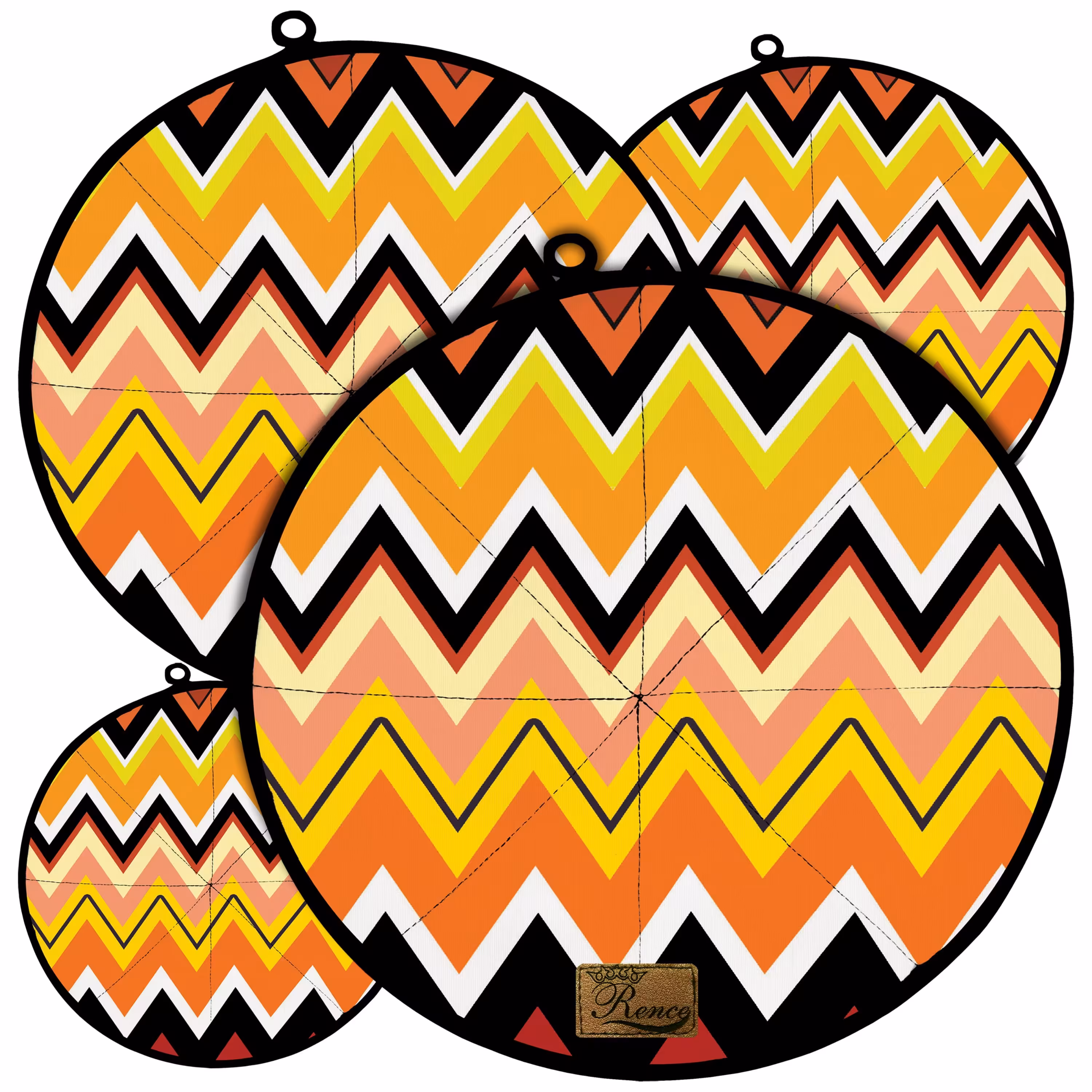 دمکنی ست چهار تکه پارچه ای مخمل دو رو چاپ طرح رنگی سایز 20، 25، 30 و 35 مدل B21-7 شرکت رنس