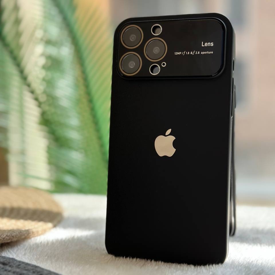 قاب گوشی موبایل  آیفون دارای محافظ لنز  - لوگو فلزی