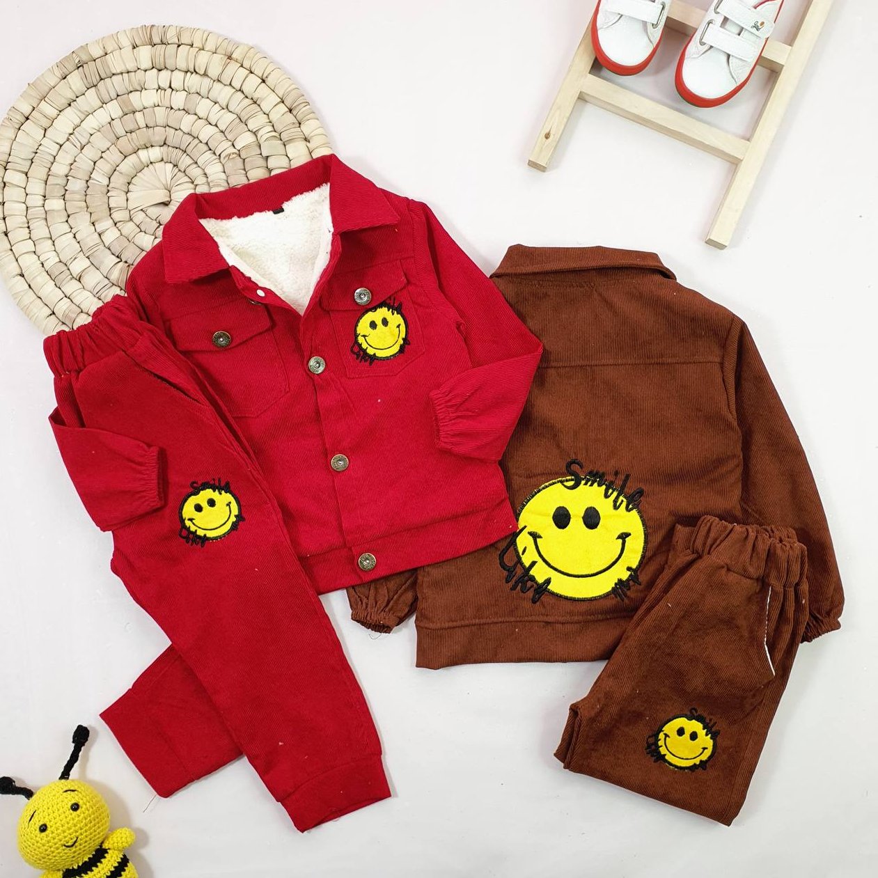 کت شلوار کبریتی ایموجی   اسپرت  مخمل کبریتی داخل خز