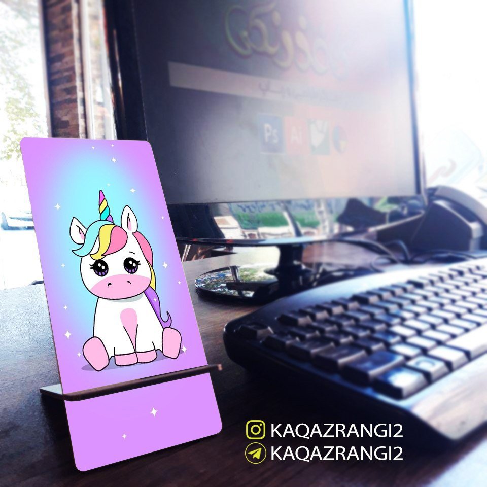 استند چوبی موبایل با طرح یونیکورن🦄
