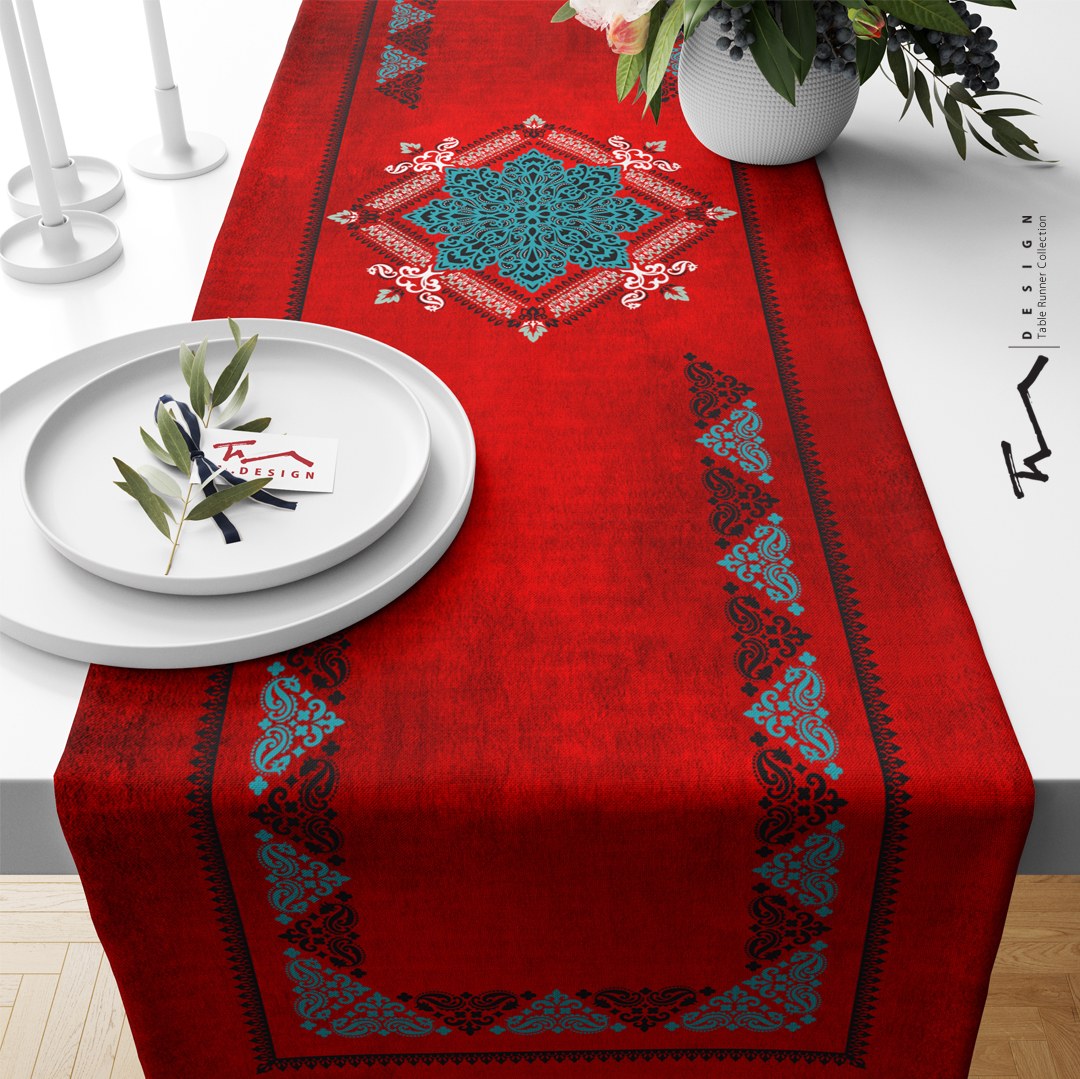 رانر طرح سنتی 1 - سایز 40 در 135 سانتیمتر - جنس دو رو مخمل پورش - کیفیت عالی