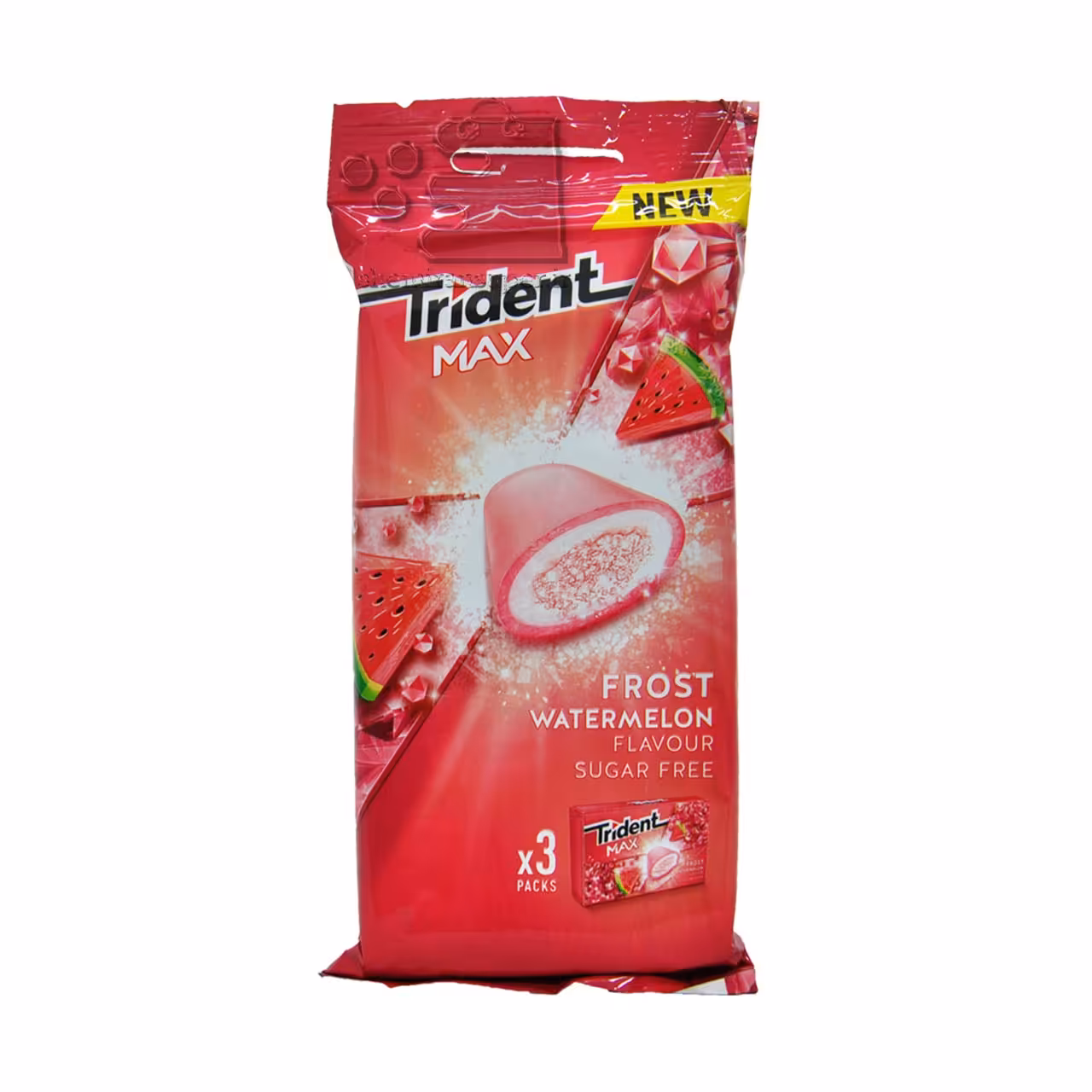 پک سه عدد آدامس هندوانه یخی ( بدون شکر ) 60 گرم تریدنت - trident