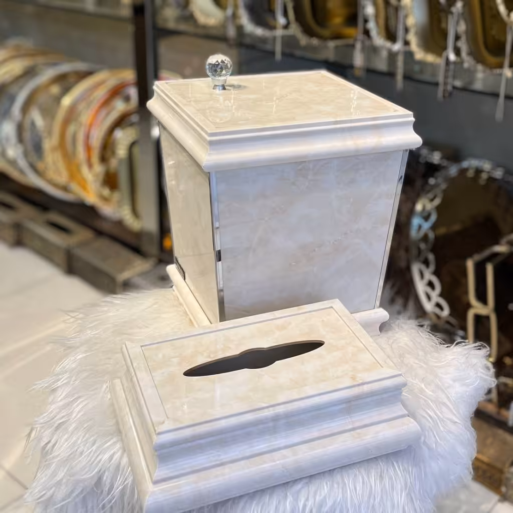 سطل و جا دستمال pvc طرح سنگ