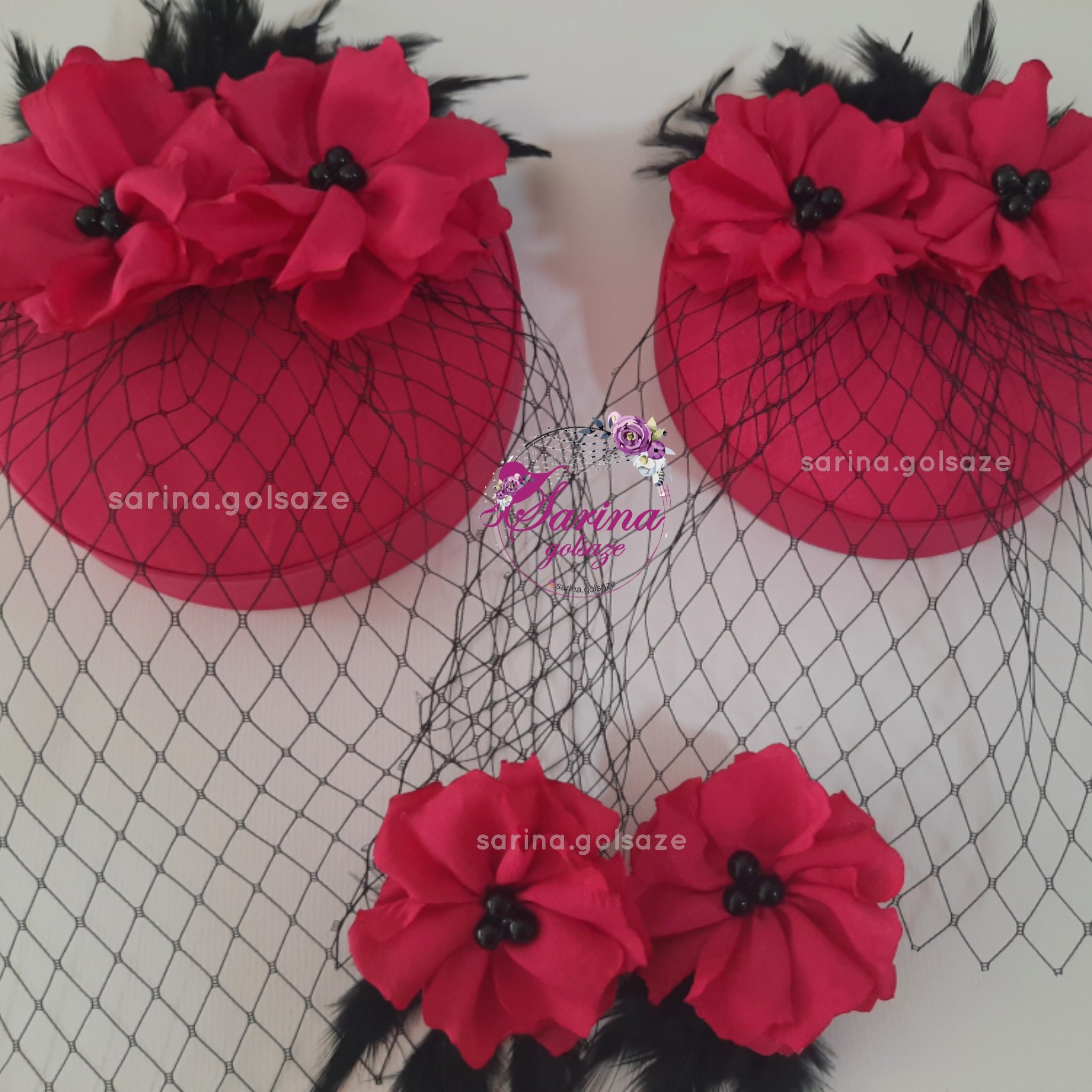 کاپ‌کلاه ست مادر و دختر دوگل سرخابی با گوشواره