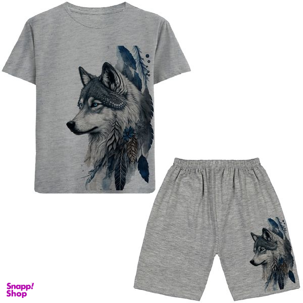 ست تیشرت و شلوارک پسرانه مدل گرگ کد N169