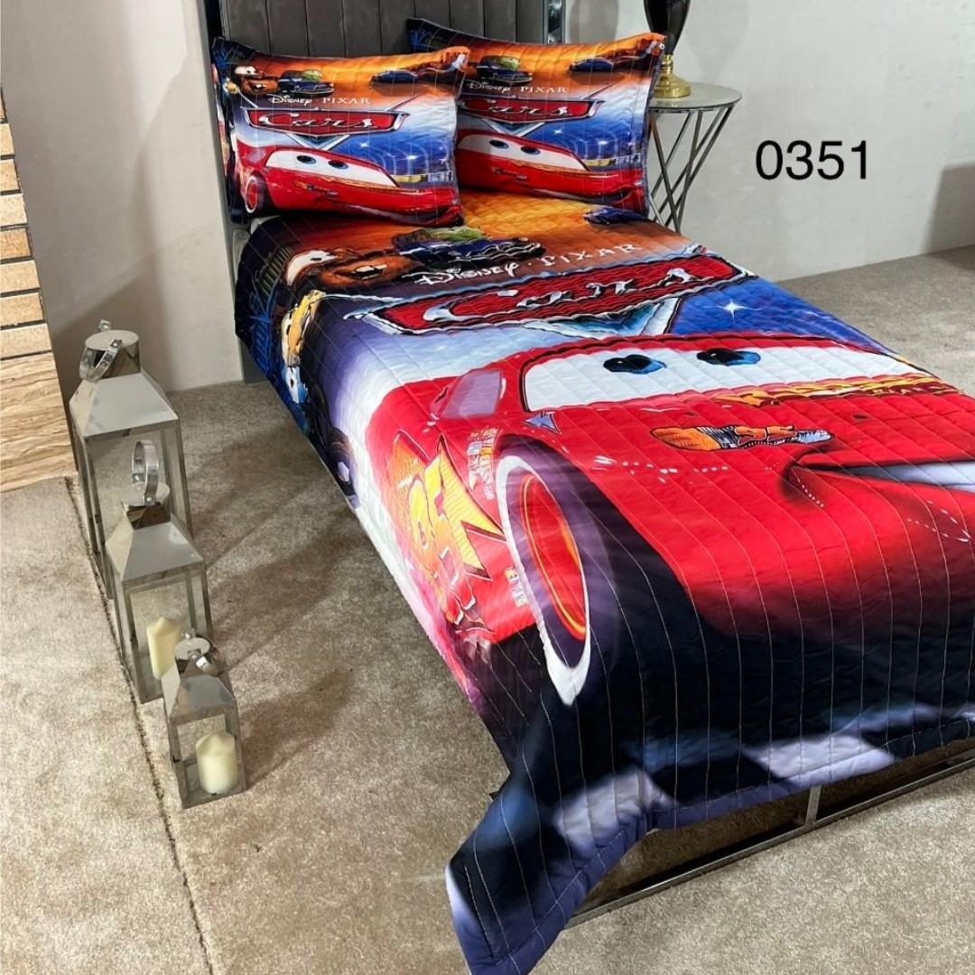روتختی یک نفره  4 تکه چاپ دیجیتال سه بعدی دورو McQueen( ضمانت پرز ورنگ )