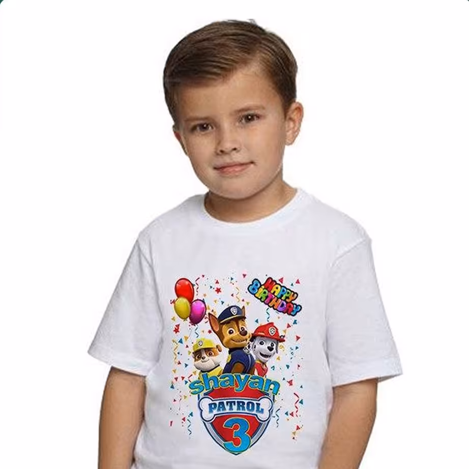 تیشرت تم تولد با چاپ نام دلخواه و طرح سگهای نگهبان