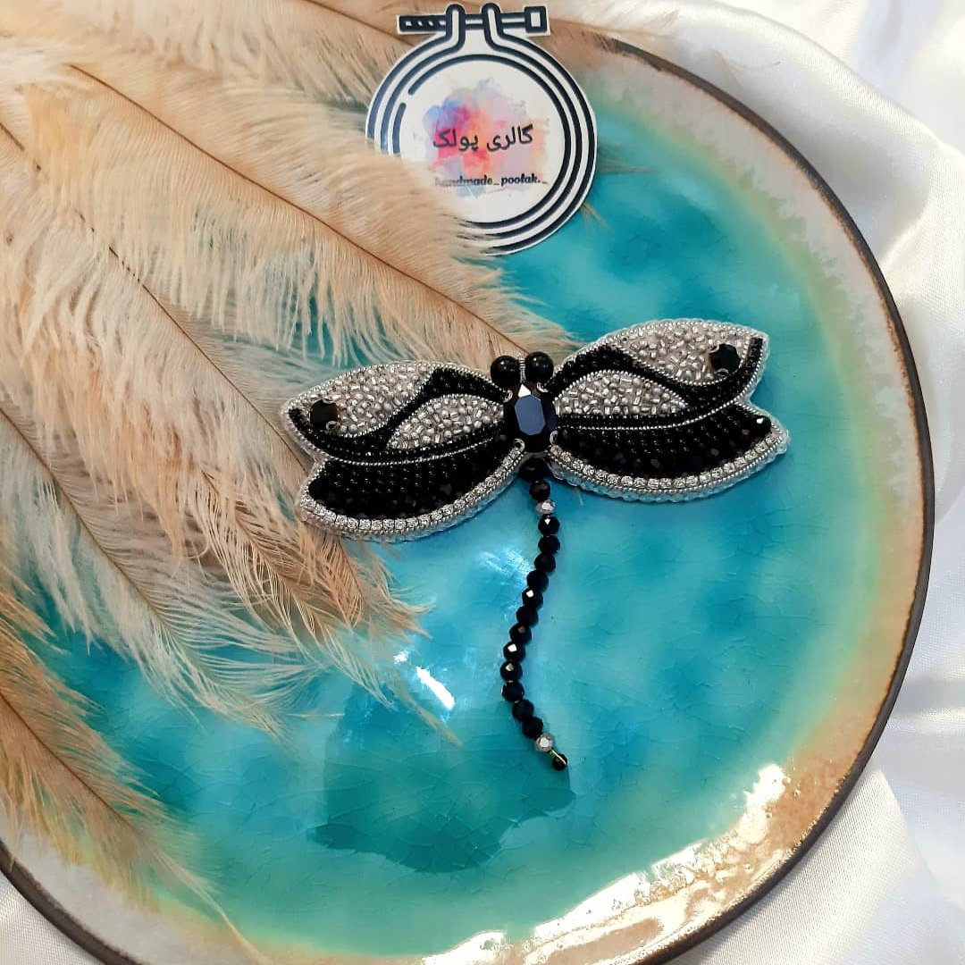 گلسینه جواهردوزی شده طرح سنجاقک