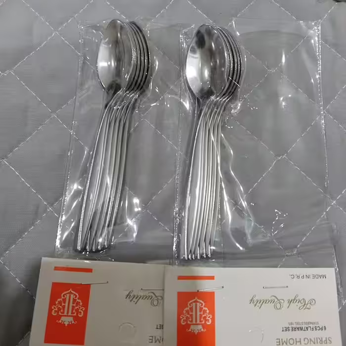 قاشق چایی خوری گل یک خطی طرح ماینز 12 عددی جنس عالی 