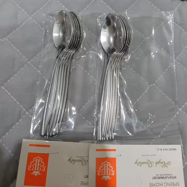 قاشق چایی خوری گل یک خطی طرح ماینز 12 عددی جنس عالی 