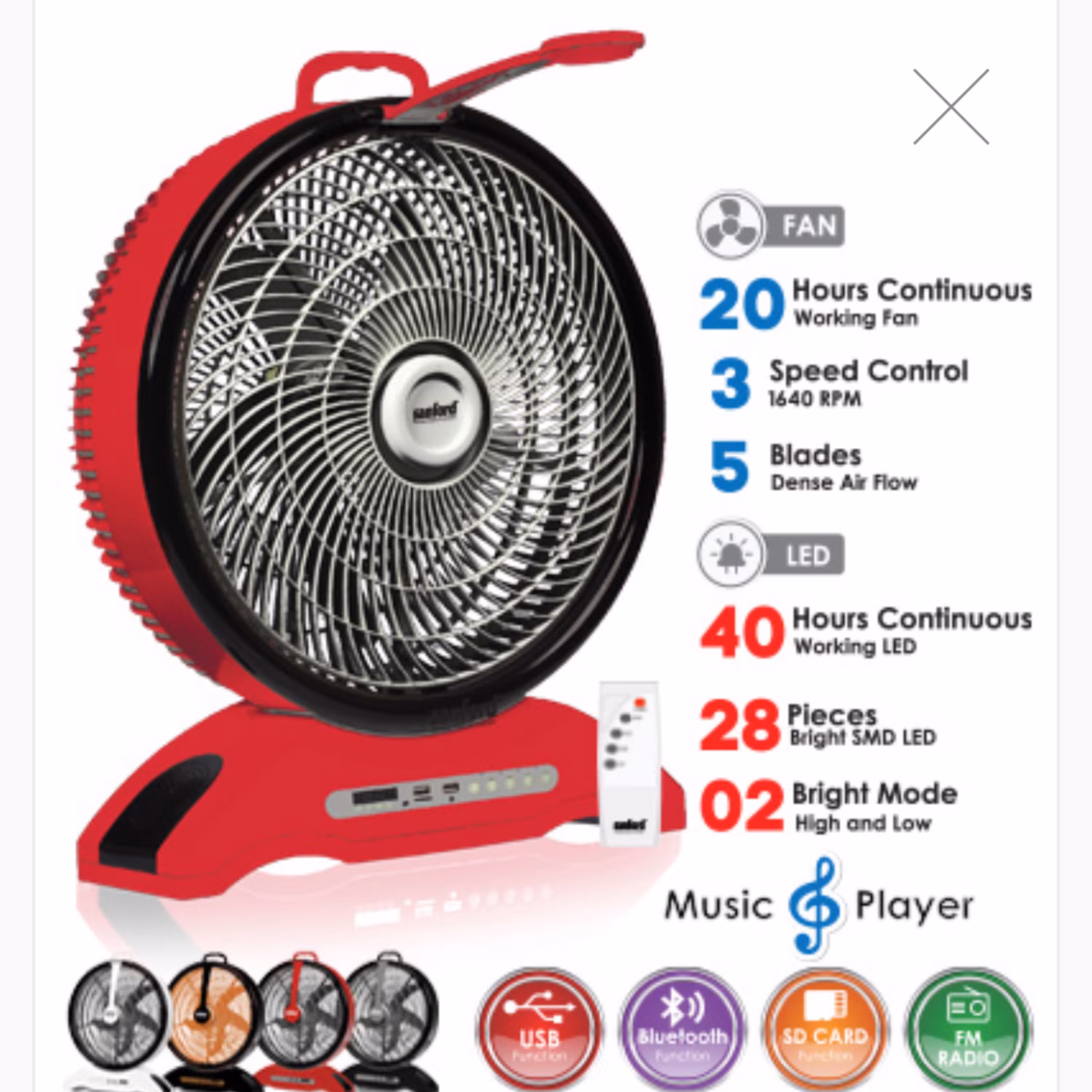 پنکه رومیزی شارژی سنفورد