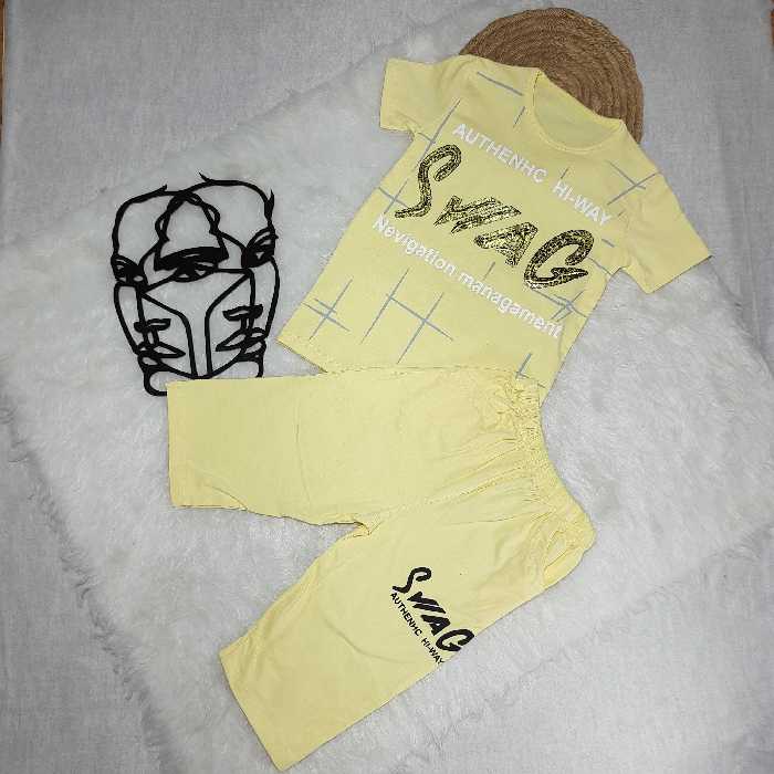 تیشرت شلوارک پسرانه نخ پنبه لباس راحتی نخ پنبه ای پسرانه سایز 50 و 55