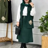 وست و دامن مخمل کبریتی مدل ست دوتیکه بهارناز
