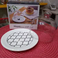 کره خوری سرامیکی مایا  با درب شیشه ای.مناسب سرو کره،کیک،... 