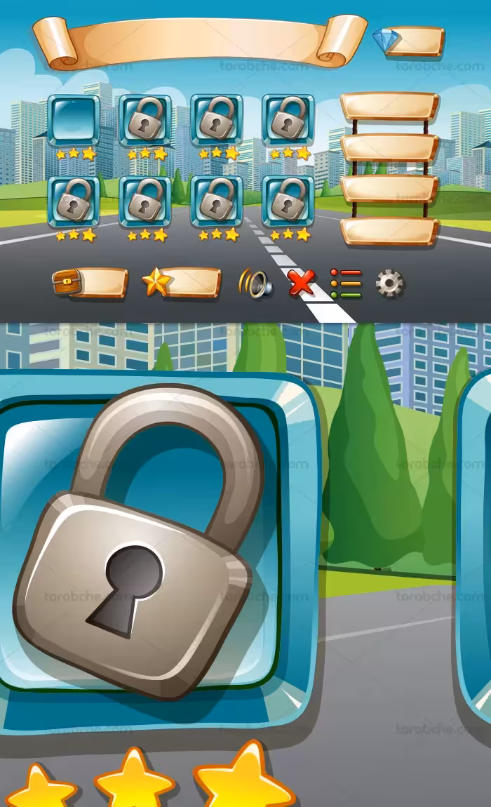 وکتور طرح حرفه ای منوی بازی | گرافیک با طعم تربچه