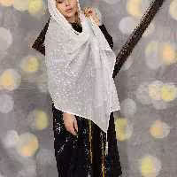 شال سفید حریر جنس عالی 