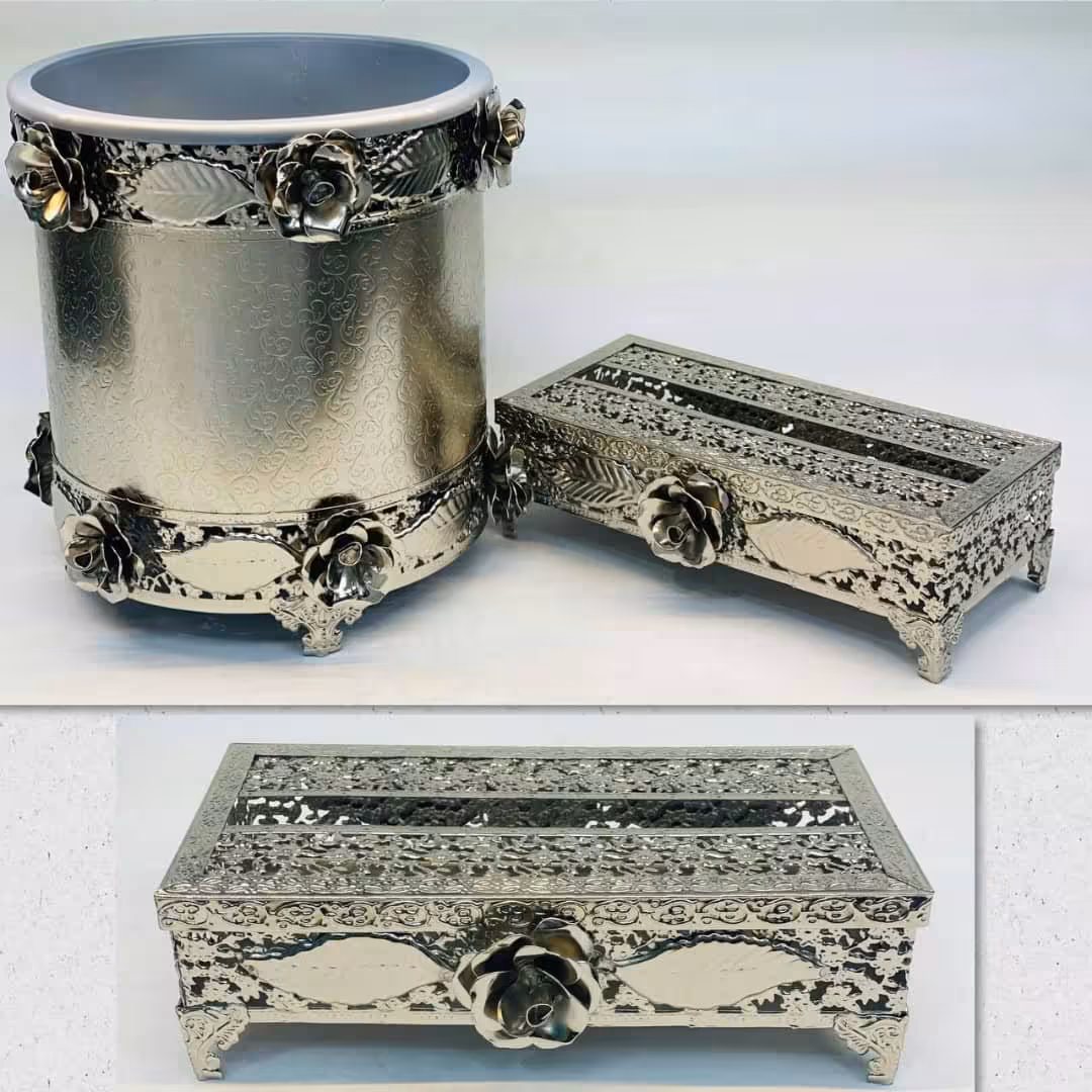 سطل و دستمال سلطنتی( طلایی_سیلور)