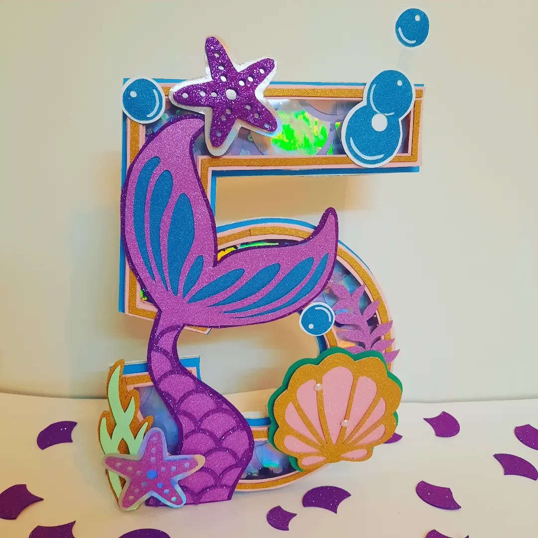 استند عدد دستسازه تک بعدی شیکردار تم دخترانه پری دریای