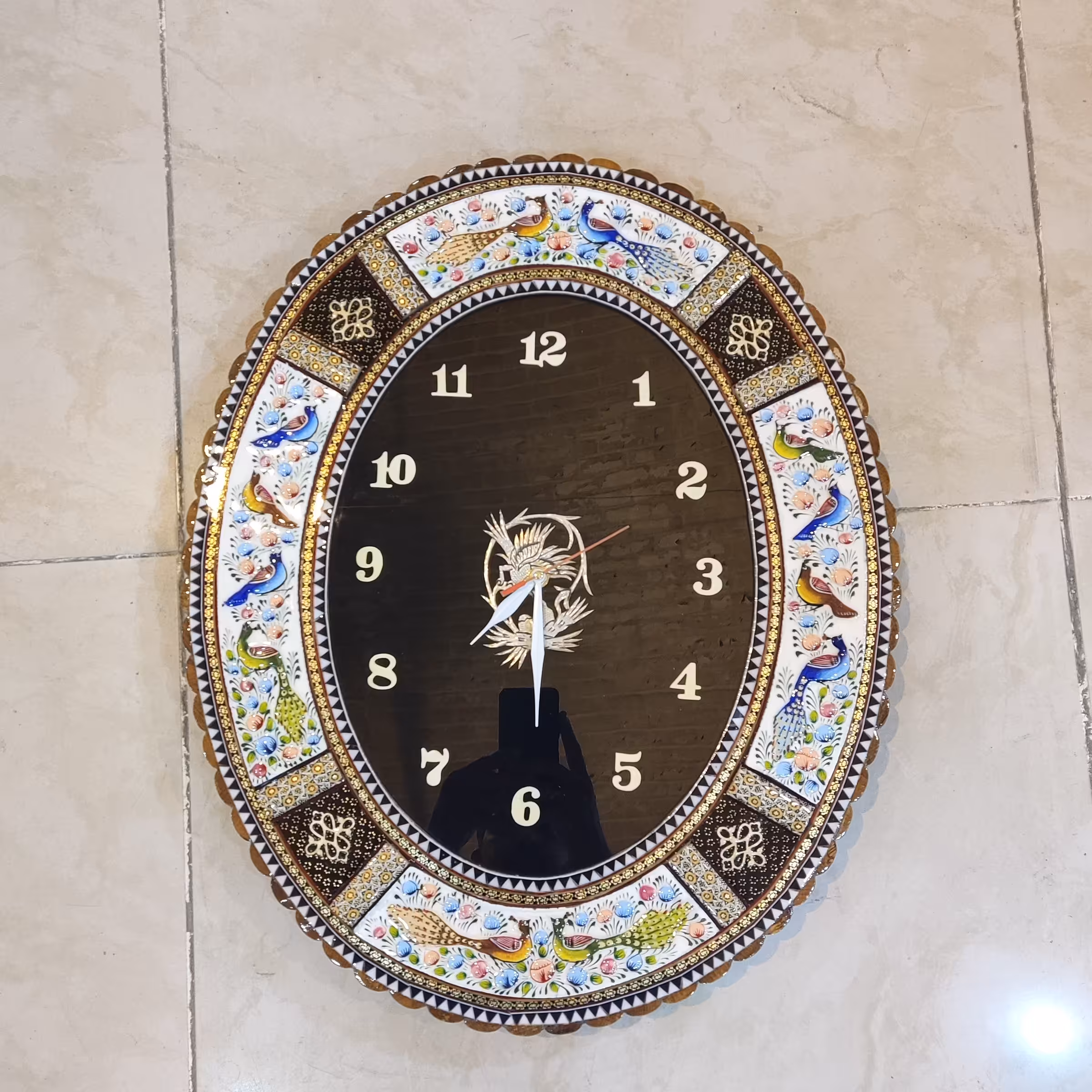 ساعت بیضی گل و مرغ 57در 47