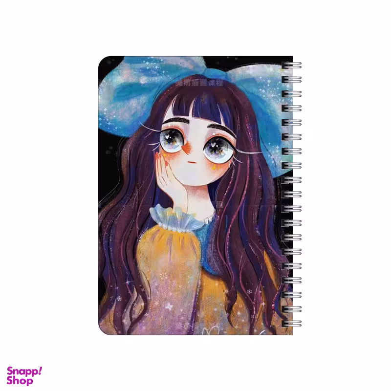 دفترچه یادداشت بامبیلیپ مدل چوبی طرح دختر چشم گربه ای با پاپیون کد 1790456