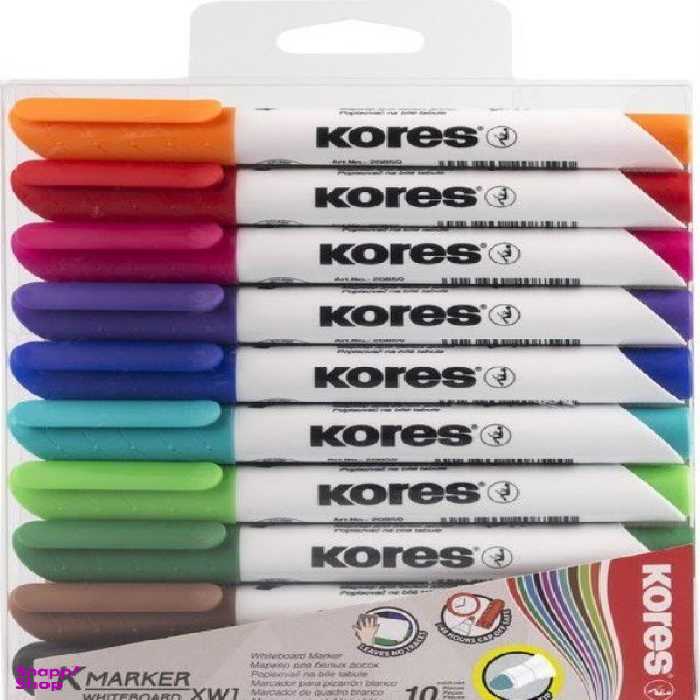 ماژیک وایت برد بسته 10 رنگ KORES 20800