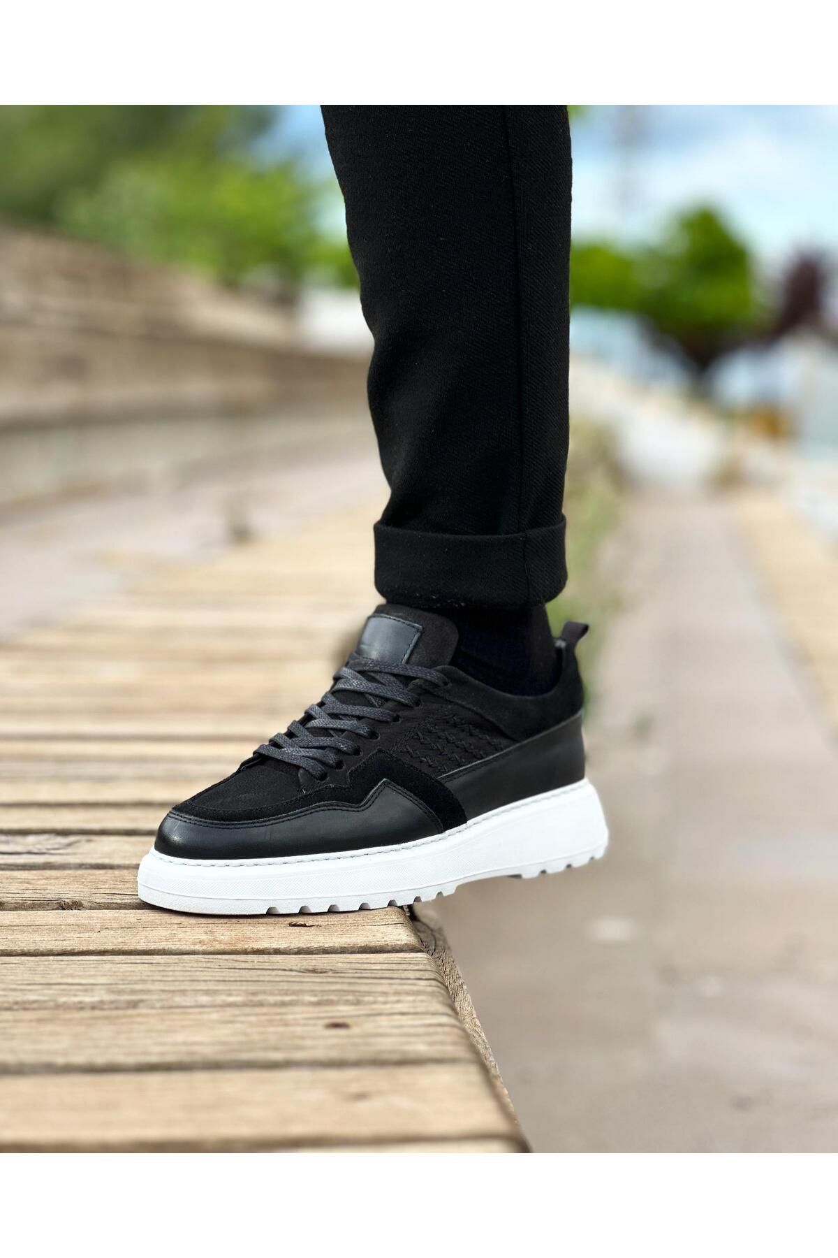 کفش های کژوال مشکی مردانه 3246 روزمره سیاه چرمی ByItallanoshoes