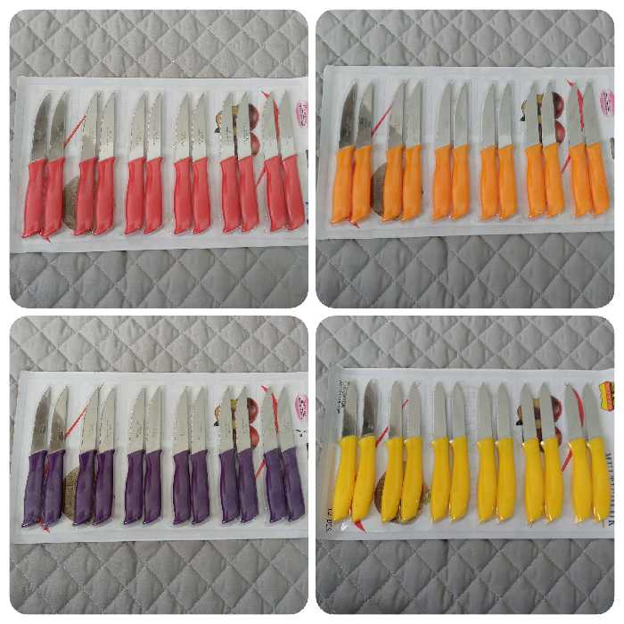 کارد میوه خوری 12 تایی مارک ماربلا در رنگ های مختلف تیغه ثابت اره ای (چاقو )