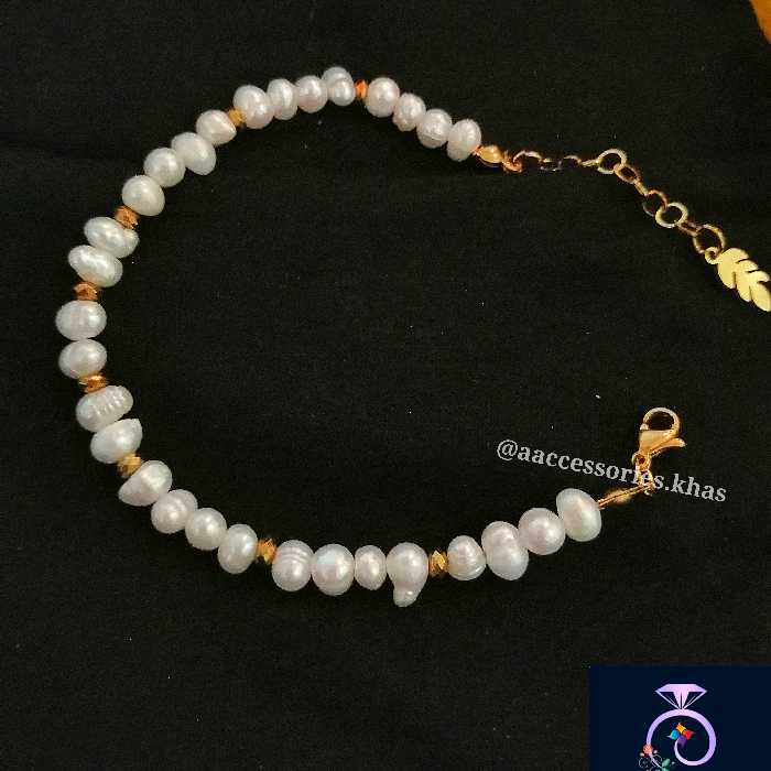 دستبند مروارید پرورشی تمام استیل زیورآلات بدلیجات 