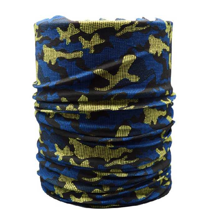 اسکارف و دستمال سر و گردن مدل پیکبر چریکی زردآبی 20591