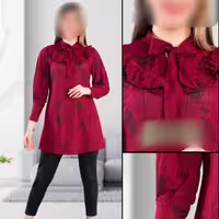 تونیک یقه کراواتی چیندار سمانه
تنخور و کیفیت عااالی
فری سایز از 36تا44
قد حدودا 90
 جنس کریشه درجه یک 