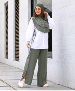 مانتو شلوار زنانه داکرون مدل وست شومیز شلوار
