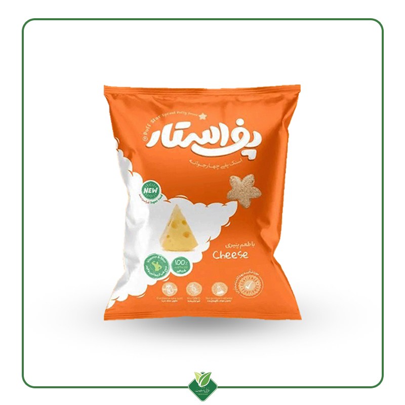 پفک سالم و طبیعی چهار جوانه با طعم پنیری پف استار (فراسودمند)