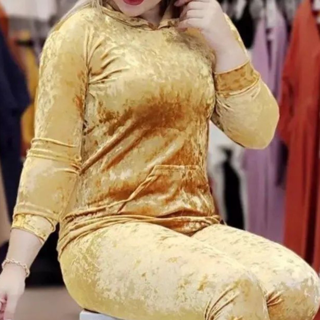 ست هودی شلوار مخمل اینه ای
