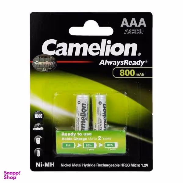 باتری نیم قلمی قابل شارژ کملیون مدل AlwaysReady - New Version ظرفیت 800 میلی آمپر ساعت بسته‌ 2 عددی