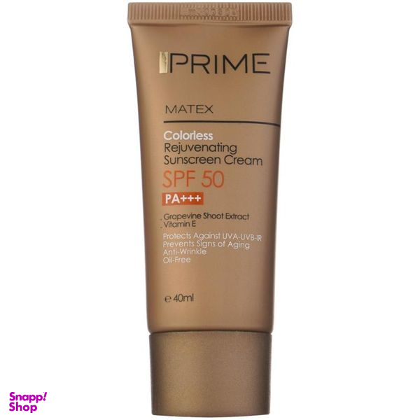 کرم ضدآفتاب بدون رنگ پریم مدل Anti Aging SPF 50 حجم 40 میلی لیتر