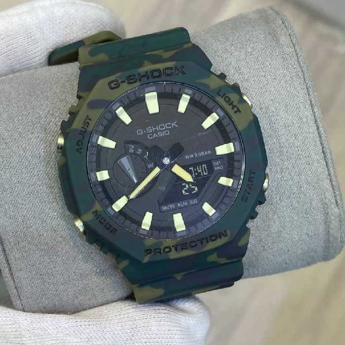 ساعت جی شاک GA2100 چریکی ارتشی(جیشاک gshock) های کپی تمام فول .تنظیم اتوماتیک با پایتخت کشورها ،دارای سنسور اتولایت