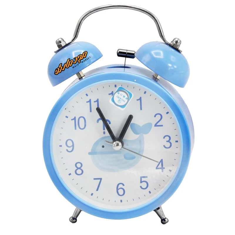 ساعت رومیزی زنگ دار ابی طرح نهنگ