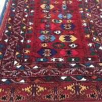 فرش دستبافت ترکمن الیاف پشم طبیعی سایز 2/30×1/5